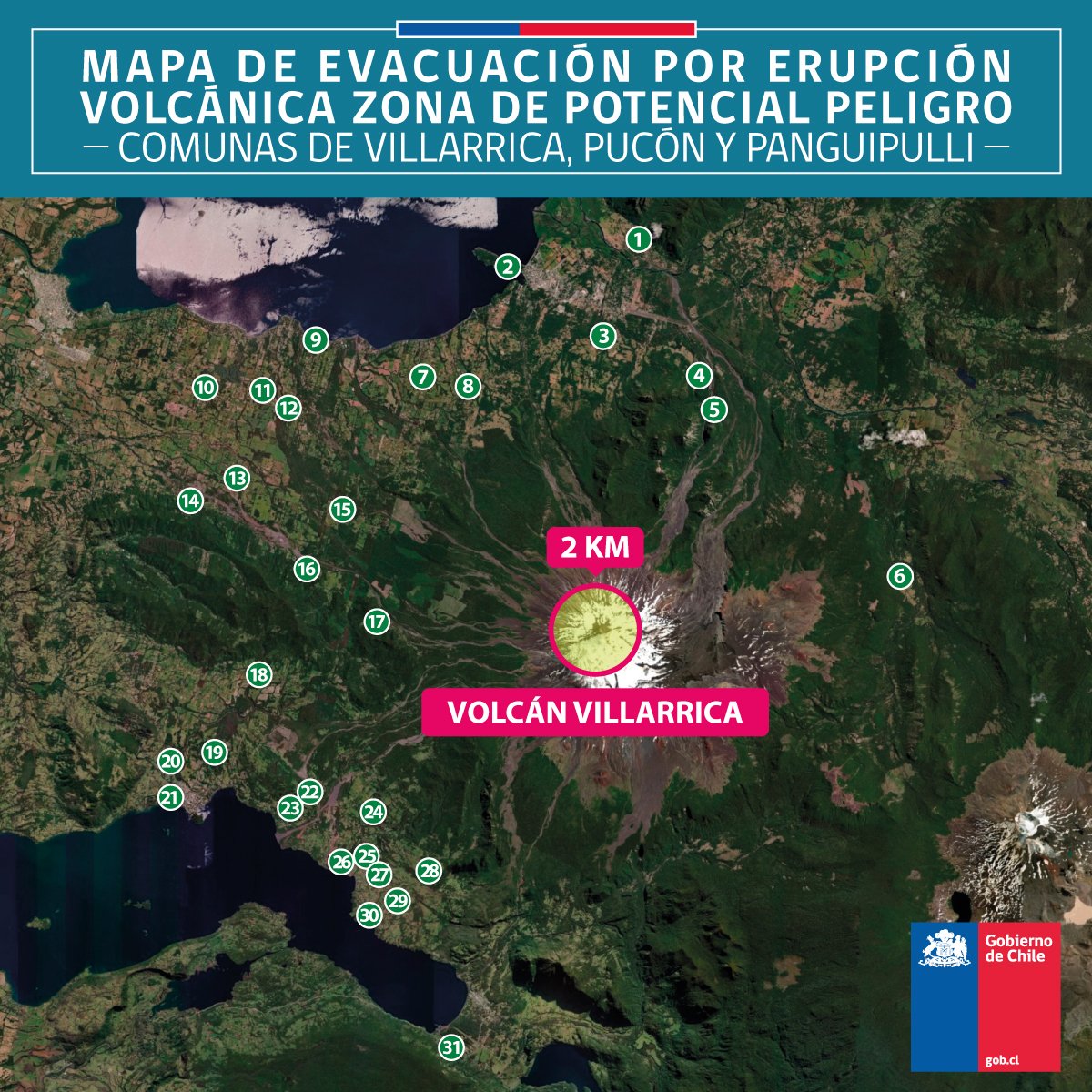 Establecen más de 30 puntos de encuentro ante posible emergencia por actividad del volcán Villarrica - Red Informativa