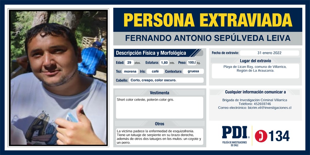 PDI realiza exhaustivos rastreos para ubicar a joven desaparecido en Licán Ray - Red Informativa