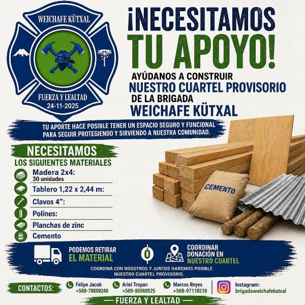 Brigada de Bomberos Weichafe Uütxal de Chesque inicia campaña para construcción de cuartel provisorio - Red Informativa