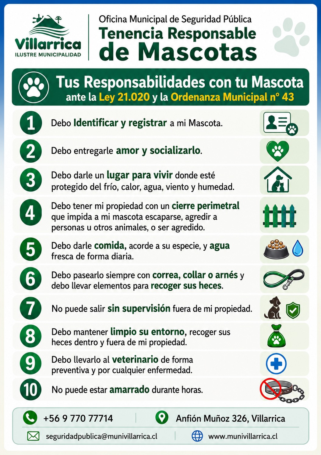 Municipalidad de Villarrica a través de su Departamento de Seguridad Pública trabaja en la Tenencia Responsable de Mascotas 2 Municipalidad de Villarrica a través de su Departamento de Seguridad Pública trabaja en la Tenencia Responsable de Mascotas - Red Informativa